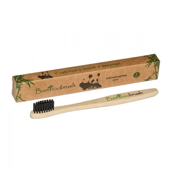 Зубная щетка для детей mini из бамбука, щетина с угольным напылением (мягкая) Bamboobrush